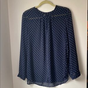 J Crew Navy Blue Sheer Blouse Size Medium